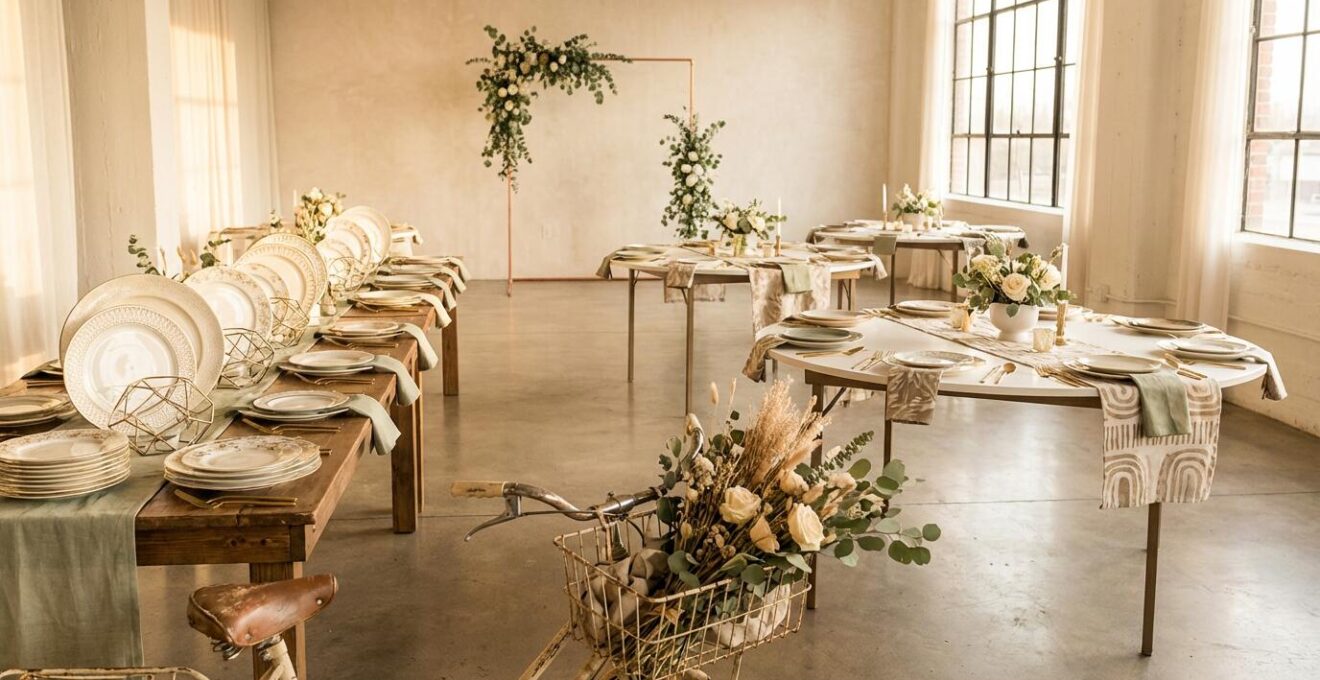 Elegant wedding reception with personalized decor elements and custom styling details