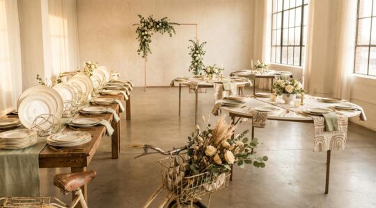 Elegant wedding reception with personalized decor elements and custom styling details