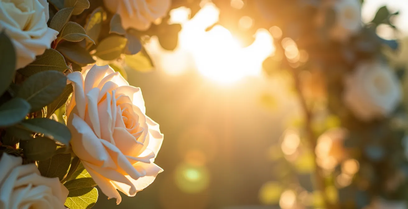 Wedding ceremony setup showing optimal sun angle positioning at golden hour